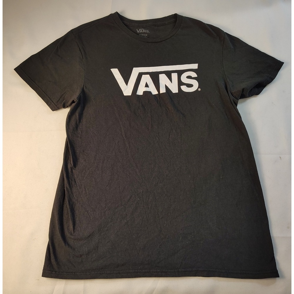 Vans Mens Graphic Logo T-Shirt Black Short Sleeve Crew Neck Cotton Size Medium